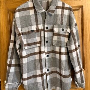 Gray and Brown Plaid Jacket